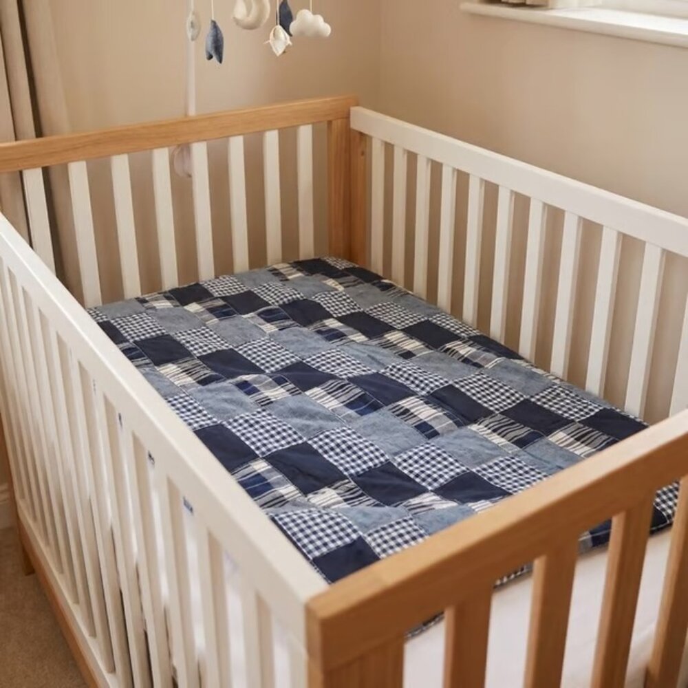 Navy Chambray Checked Plaid Kid’s Quilt